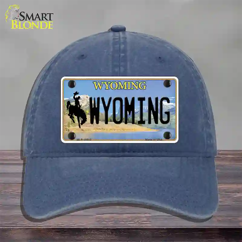 Wyoming Tag Novelty License Plate Hat Unconstructed Cotton / Navy