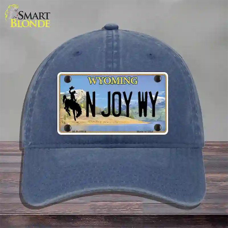 N Joy WY Wyoming Novelty License Plate Hat Unconstructed Cotton / Navy