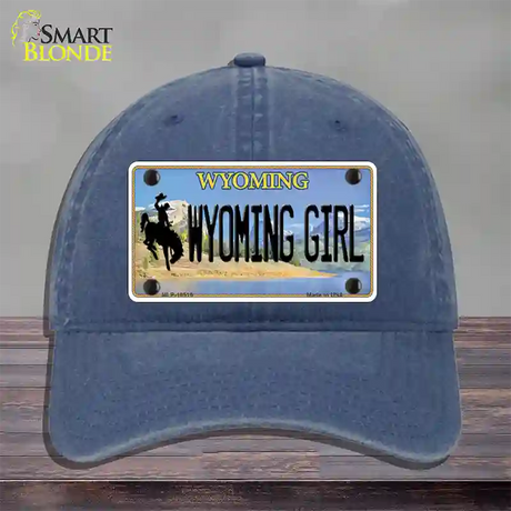 Wyoming Girl Novelty License Plate Hat Unconstructed Cotton / Navy