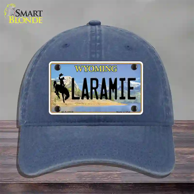 Laramie Wyoming Novelty License Plate Hat Unconstructed Cotton / Navy