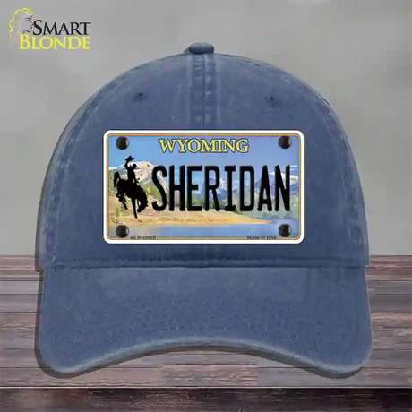 Sheridan Wyoming Novelty License Plate Hat Unconstructed Cotton / Navy