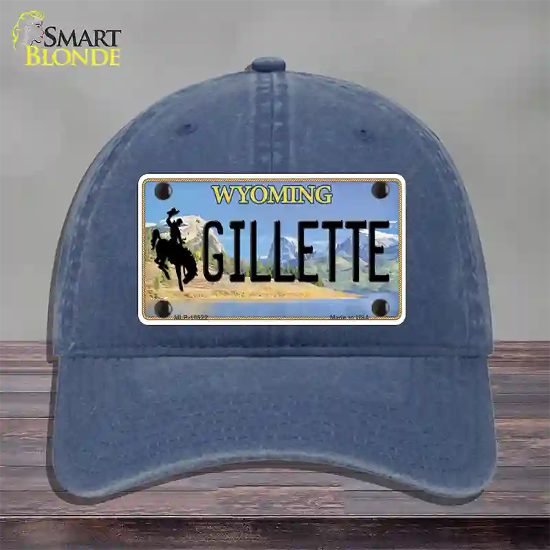 Gillette Wyoming Novelty License Plate Hat Unconstructed Cotton / Navy