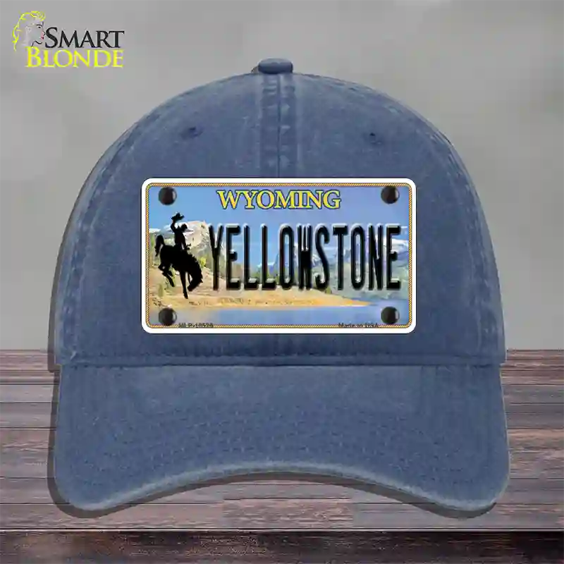 Yellowstone Wyoming Novelty License Plate Hat Unconstructed Cotton / Navy