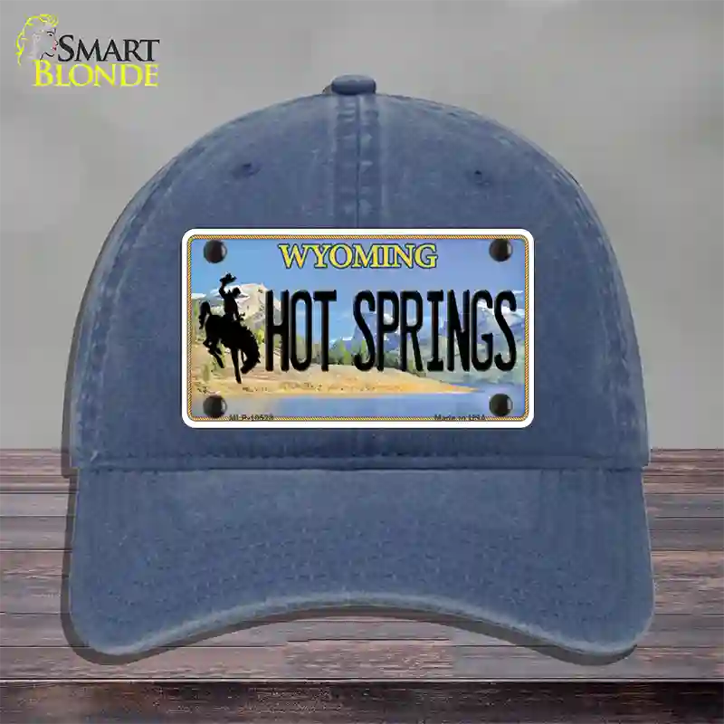 Hot Springs Wyoming Novelty License Plate Hat Unconstructed Cotton / Navy