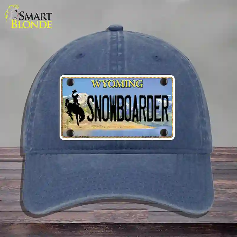 Snowboarder Wyoming Novelty License Plate Hat Unconstructed Cotton / Navy