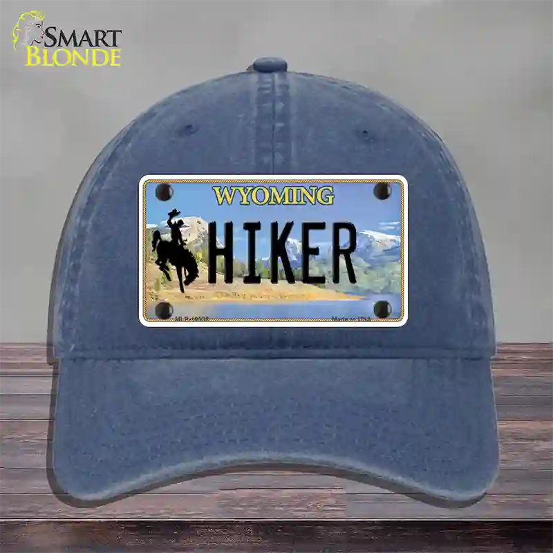 Hiker Wyoming Novelty License Plate Hat Unconstructed Cotton / Navy