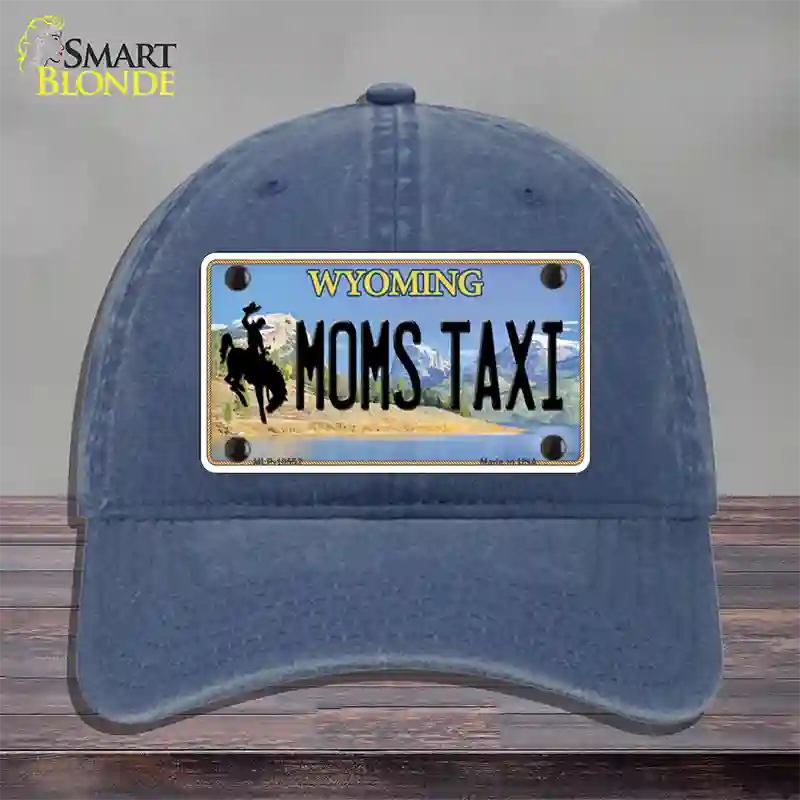 Moms Taxi Wyoming Novelty License Plate Hat Unconstructed Cotton / Navy