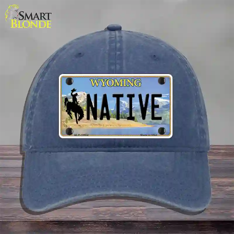 Native Wyoming Novelty License Plate Hat Unconstructed Cotton / Navy