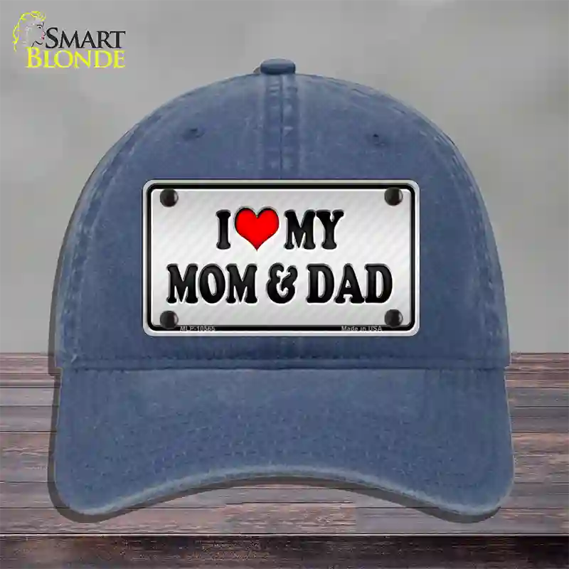 Love My Mom And Dad Novelty License Plate Hat Unconstructed Cotton / Navy