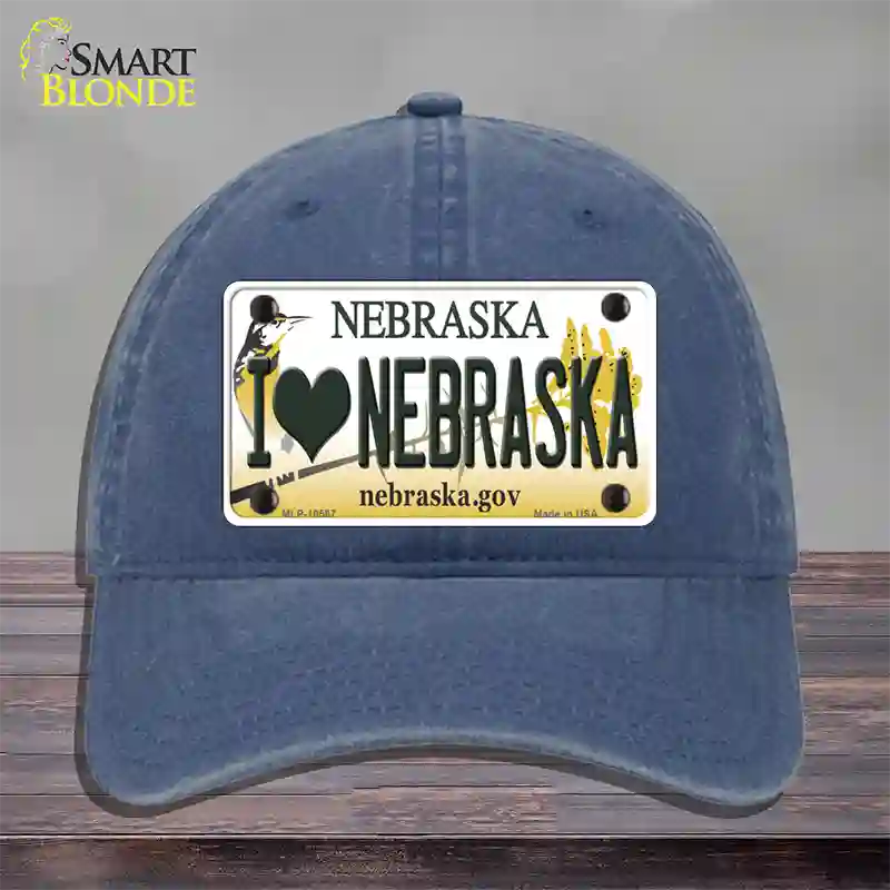 I Love Nebraska Novelty License Plate Hat Unconstructed Cotton / Navy