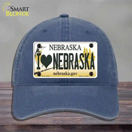 I Love Nebraska Novelty License Plate Hat Unconstructed Cotton / Navy