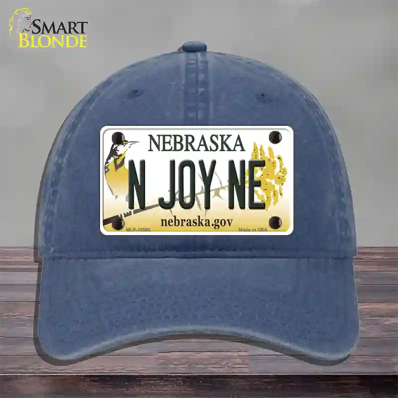 N Joy NE Nebraska Novelty License Plate Hat Unconstructed Cotton / Navy