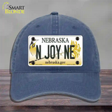 N Joy NE Nebraska Novelty License Plate Hat Unconstructed Cotton / Navy