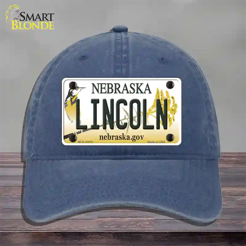 Lincoln Nebraska Novelty License Plate Hat Unconstructed Cotton / Navy