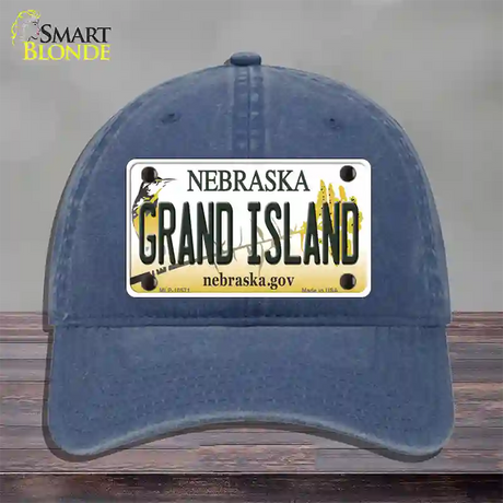 Grand Island Nebraska Novelty License Plate Hat Unconstructed Cotton / Navy