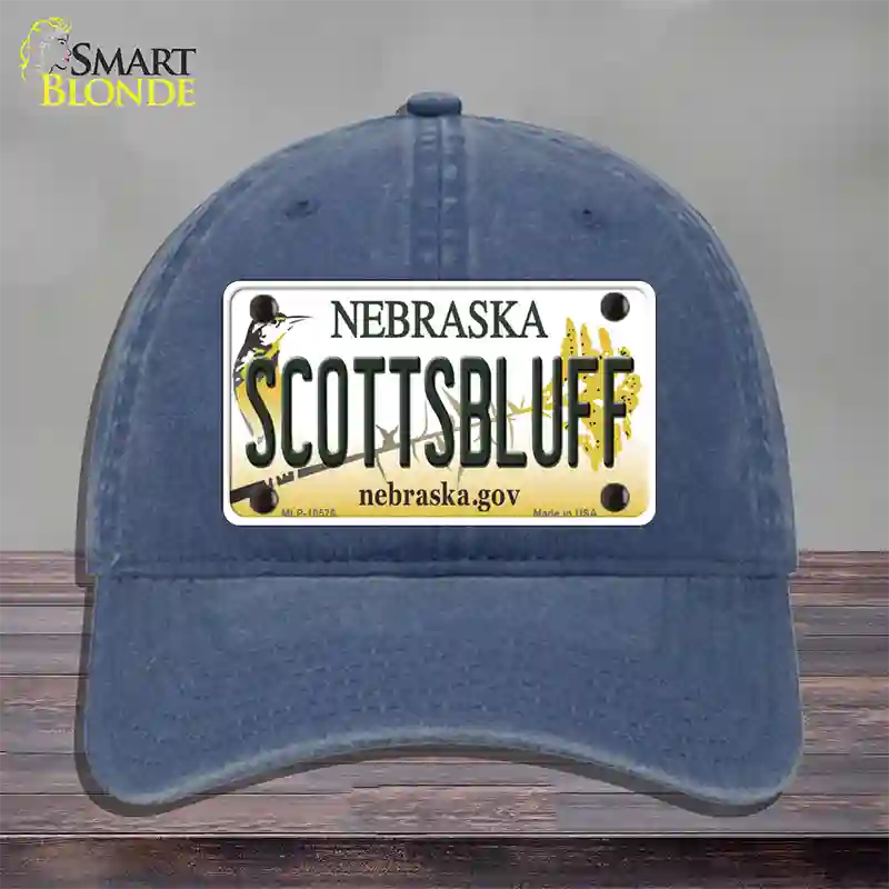 Scottsbluff Nebraska Novelty License Plate Hat Unconstructed Cotton / Navy