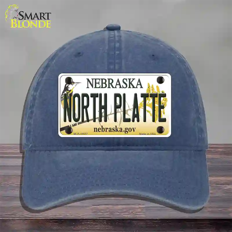 North Platte Nebraska Novelty License Plate Hat Unconstructed Cotton / Navy