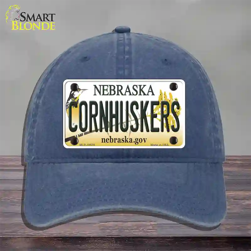 Cornhuskers Nebraska Novelty License Plate Hat Unconstructed Cotton / Navy