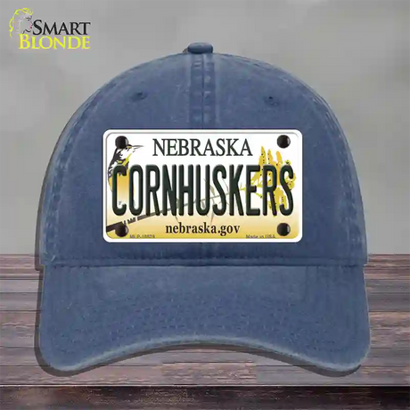 Cornhuskers Nebraska Novelty License Plate Hat Unconstructed Cotton / Navy