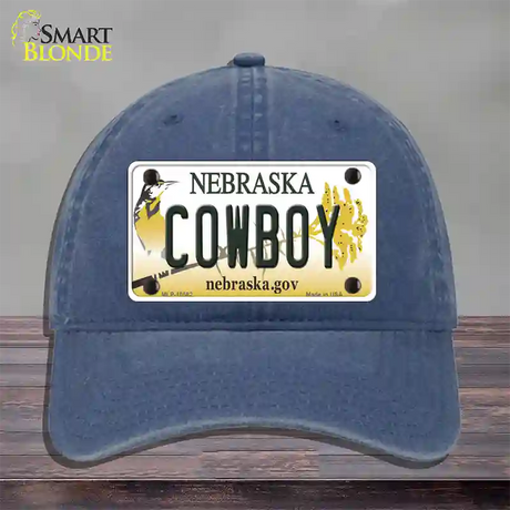 Cowboy Nebraska Novelty License Plate Hat Unconstructed Cotton / Navy