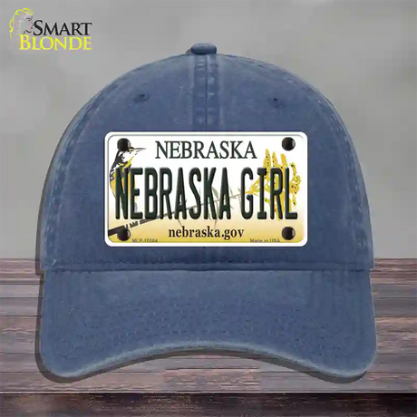 Nebraska Girl Novelty License Plate Hat Unconstructed Cotton / Navy