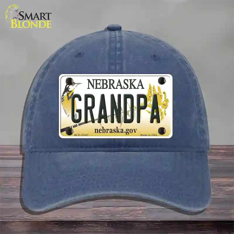 Grandpa Nebraska Novelty License Plate Hat Unconstructed Cotton / Navy