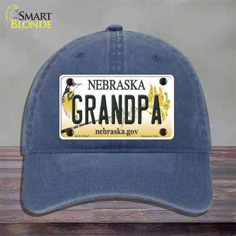 Grandpa Nebraska Novelty License Plate Hat Unconstructed Cotton / Navy