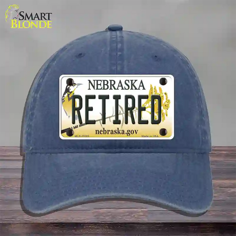 Retired Nebraska Novelty License Plate Hat Unconstructed Cotton / Navy