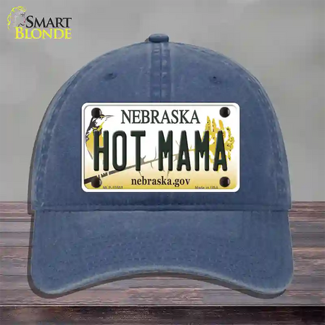 Hot Mama Nebraska Novelty License Plate Hat Unconstructed Cotton / Navy