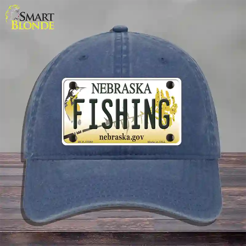 Fishing Nebraska Novelty License Plate Hat Unconstructed Cotton / Navy