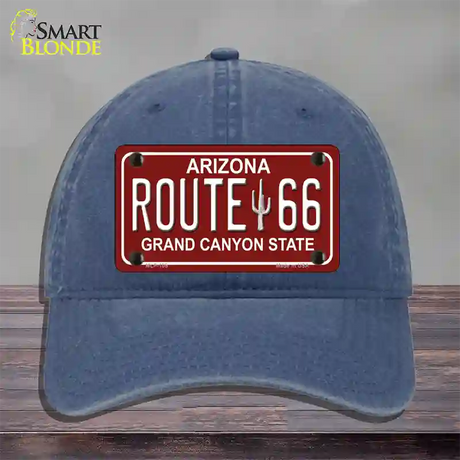 Route 66 Arizona Red Novelty License Plate Hat Unconstructed Cotton / Navy