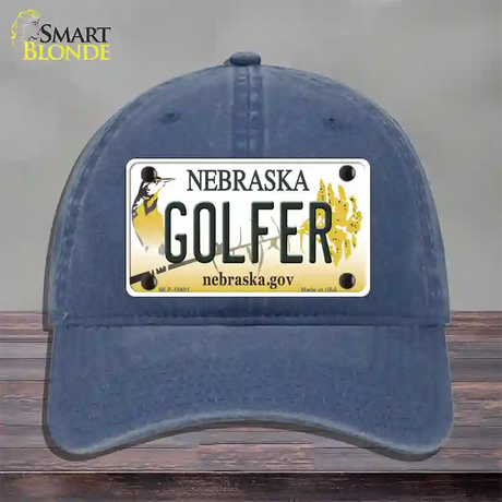 Golfer Nebraska Novelty License Plate Hat Unconstructed Cotton / Navy