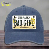 Bad Girl Nebraska Novelty License Plate Hat Unconstructed Cotton / Navy