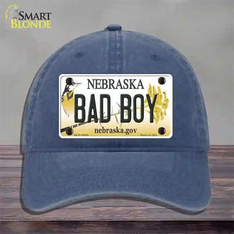 Bad Boy Nebraska Novelty License Plate Hat Unconstructed Cotton / Navy