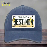 Best Mom Nebraska Novelty License Plate Hat Unconstructed Cotton / Navy