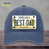 Best Dad Nebraska Novelty License Plate Hat Unconstructed Cotton / Navy