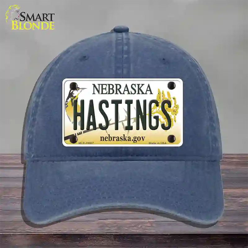 Hastings Nebraska Novelty License Plate Hat Unconstructed Cotton / Navy