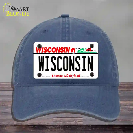 Wisconsin Dairyland Novelty License Plate Hat Unconstructed Cotton / Navy