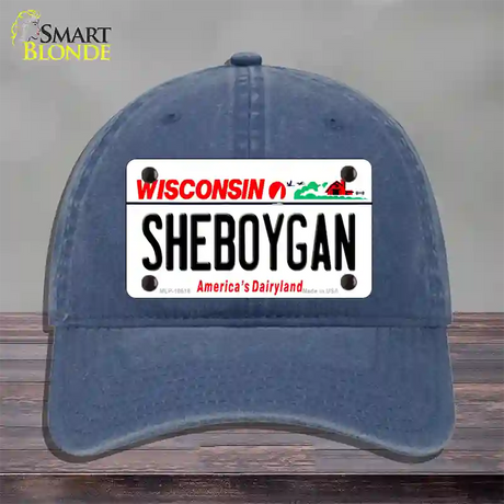 Sheboygan Wisconsin Novelty License Plate Hat Unconstructed Cotton / Navy