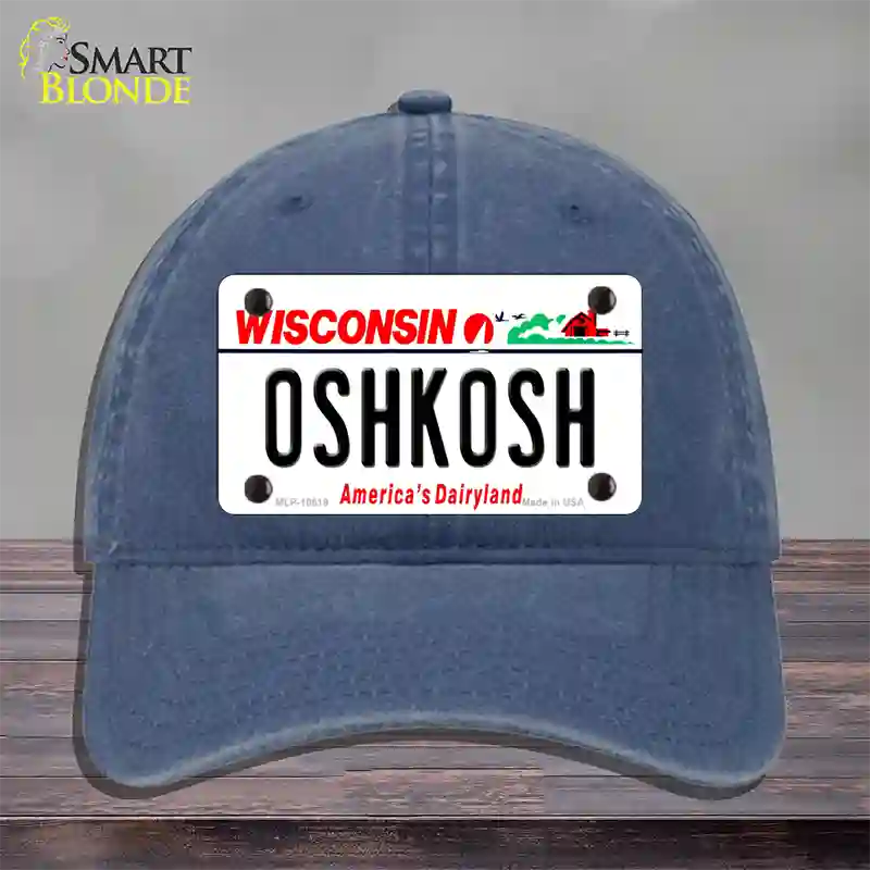 Oshkosh Wisconsin Novelty License Plate Hat Unconstructed Cotton / Navy