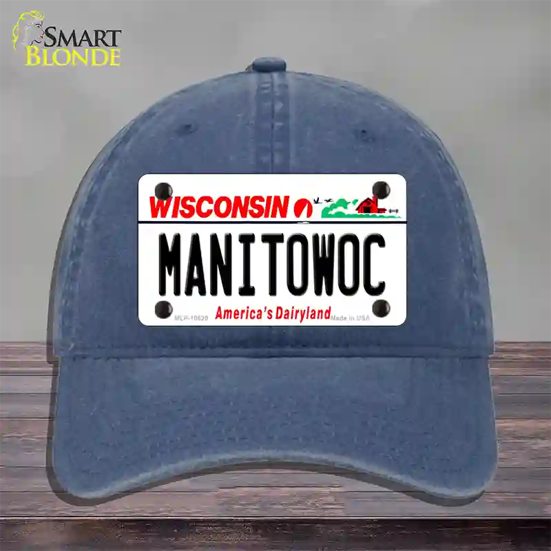 Manitowoc Wisconsin Novelty License Plate Hat Unconstructed Cotton / Navy