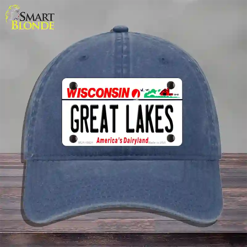 Great Lakes Wisconsin Novelty License Plate Hat Unconstructed Cotton / Navy