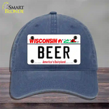 Beer Wisconsin Novelty License Plate Hat Unconstructed Cotton / Navy