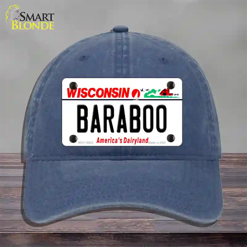 Baraboo Wisconsin Novelty License Plate Hat Unconstructed Cotton / Navy