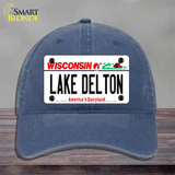 Lake Dalton Wisconsin Novelty License Plate Hat Unconstructed Cotton / Navy