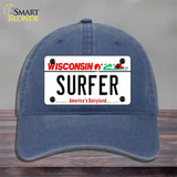 Surfer Wisconsin Novelty License Plate Hat Unconstructed Cotton / Navy