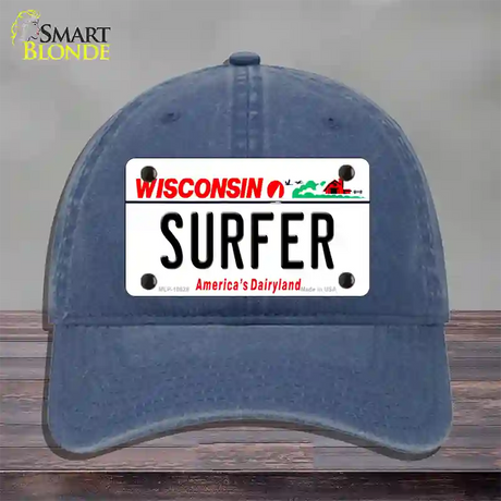 Surfer Wisconsin Novelty License Plate Hat Unconstructed Cotton / Navy