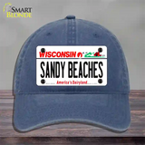 Sandy Beaches Wisconsin Novelty License Plate Hat Unconstructed Cotton / Navy