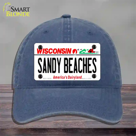 Sandy Beaches Wisconsin Novelty License Plate Hat Unconstructed Cotton / Navy