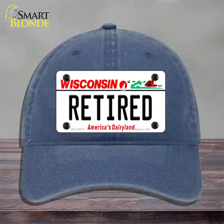 Retired Wisconsin Novelty License Plate Hat Unconstructed Cotton / Navy